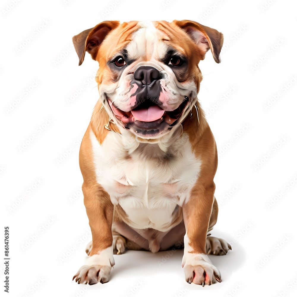 Fototapeta premium Continental bulldog dog breed standing against white background, AI Generated