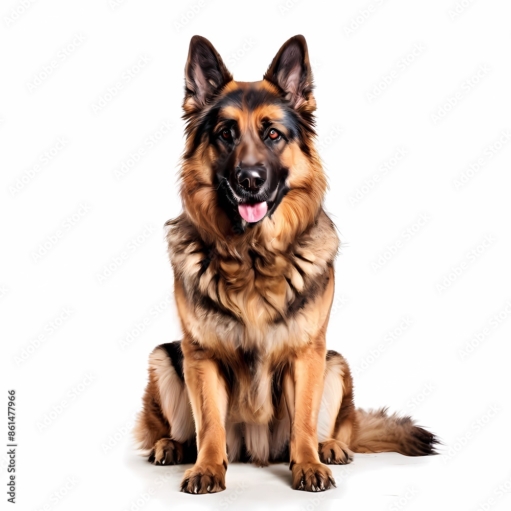 East european shepherd dog breed standing against white background East european shepherd dog breed standing against white background