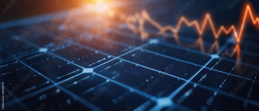 Abstract Digital Financial Chart with Glowing Line Graph on a Blue Grid Background Representing Market Trends and Data Analysis Abstract Digital Financial Chart with Glowing Line Graph on a Blue Grid Background Representing Market Trends and Data Analysis