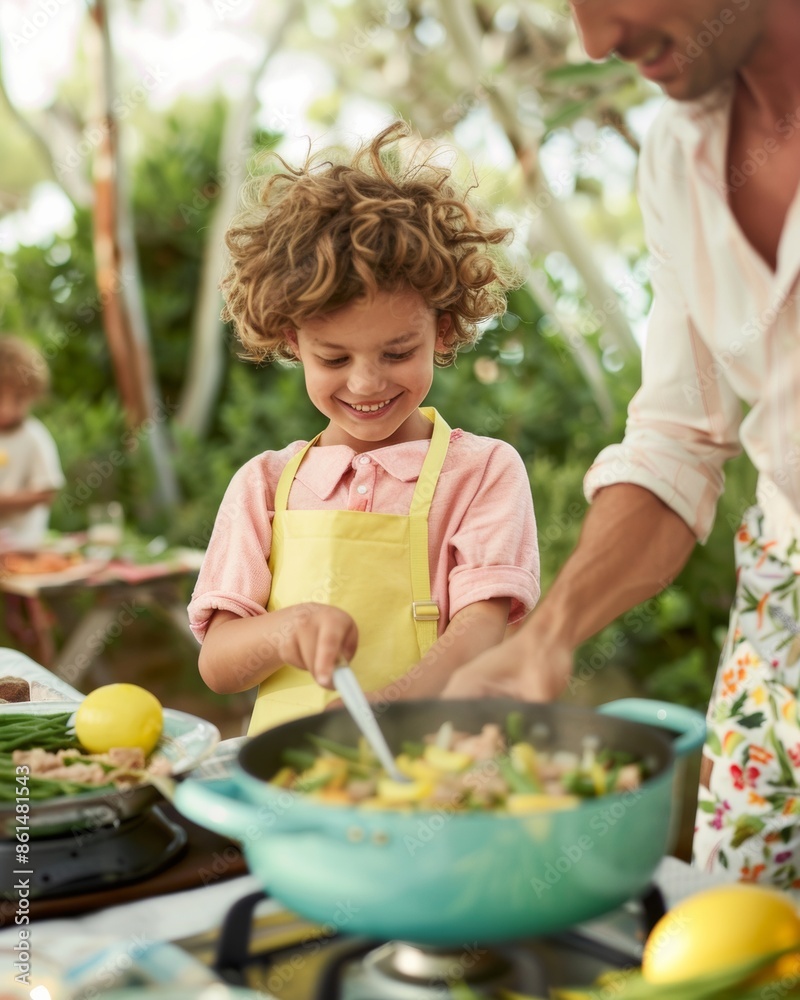 Family Camping Cooking Experience Joyful Multi-Ethnic Group Prepares Stir-Fry Meal in Forest Setting, Including Children and Disabled Person, Emphasizing Nature and Togetherness Family Camping Cooking Experience Joyful Multi-Ethnic Group Prepares Stir-Fry Meal in Forest Setting, Including Children and Disabled Person, Emphasizing Nature and Togetherness