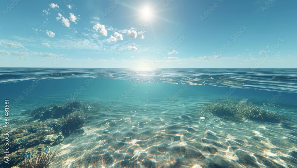 Sea Surface and Underwater, Sunlight Sea Surface and Underwater, Sunlight
