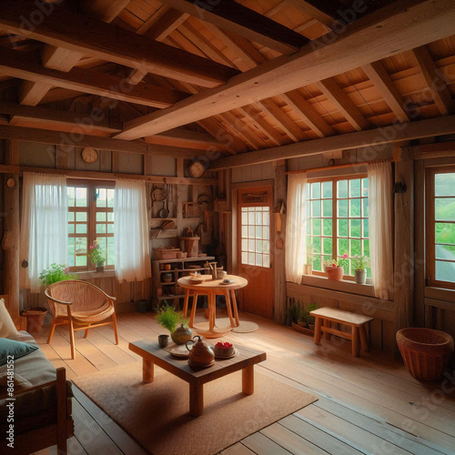 Cozy Rustic Cottage Interior with Vintage Decor