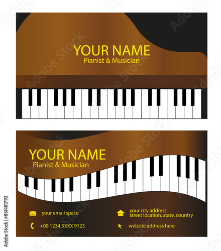 Vector de Tarjeta de presentación para músicos y pianistas para uso personal, grafica e impresión.