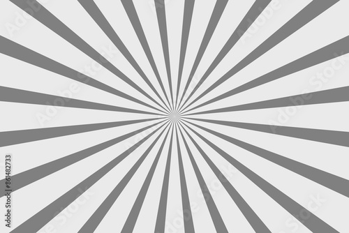 Grey and white sunburst ray pattern background. white and black sun burst gradient wide vector background