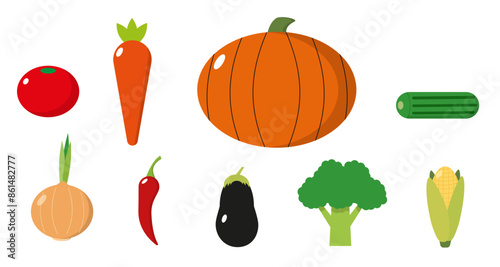 Set iconos de verduras con estilo minimalista para tiendas, sitios web y app.
