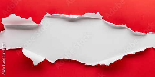 Wallpaper Mural Torn hole paper background. An overhead view of red torn paper revealing a white background for dramatic contrast. Ideal for announcements promotions Torontodigital.ca