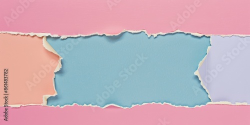 Wallpaper Mural Torn hole paper background. An overhead view of pink torn paper revealing a soft pastel color background for dramatic contrast. Ideal for announcements promotions Torontodigital.ca