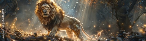 A majestic lion standing upright