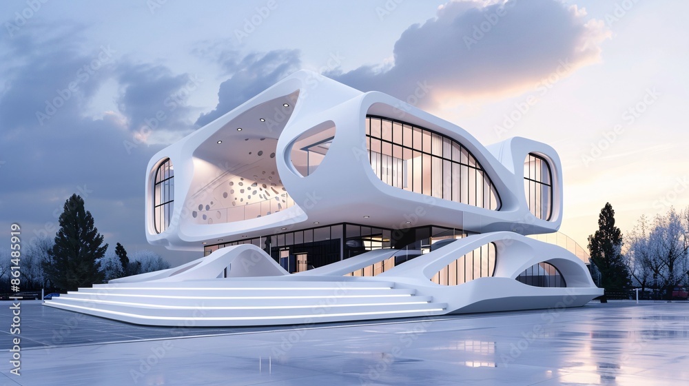 Contemporary white building with modern architecture
