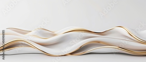 Elegant Abstract White and Gold Wave Pattern on Minimalist Background