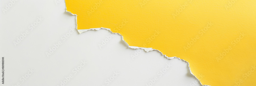 Yellow and white paper background with torn edge for text or design