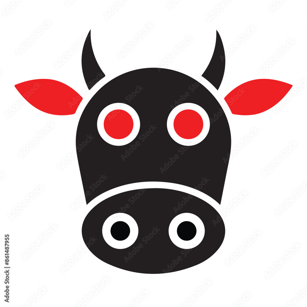 Obraz premium Cow Head Silhouette Vector Design 