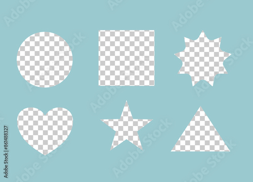 Basic Shape vector with checker board pattern fill inside, including square circle star love triangle