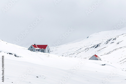 a house in the snow photo