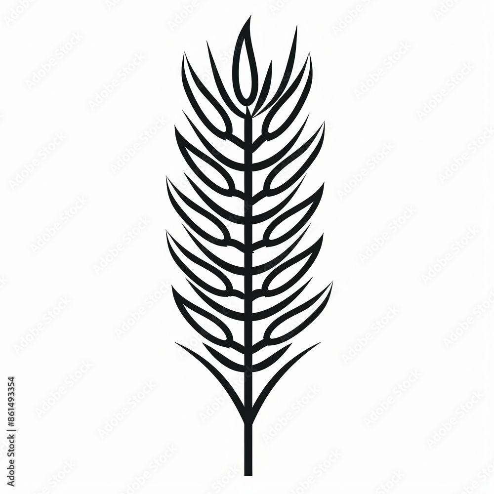 Line art drawing of wheat ear