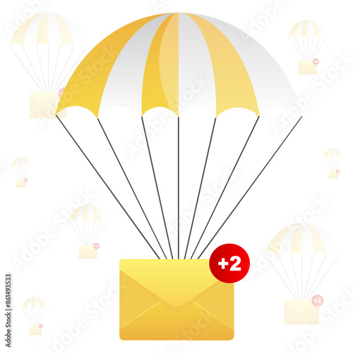 parachute message. Airmail concept. Vector illustration