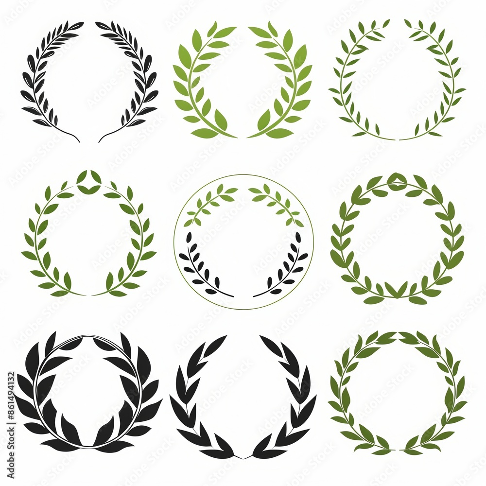 Vector illustration of wheat ear. Round shape icon frame border Vector illustration of wheat ear. Round shape icon frame border