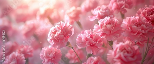Pink Carnation Flowers Bouquet With A Soft Filter, Capturing Their Delicate Beauty And Elegance