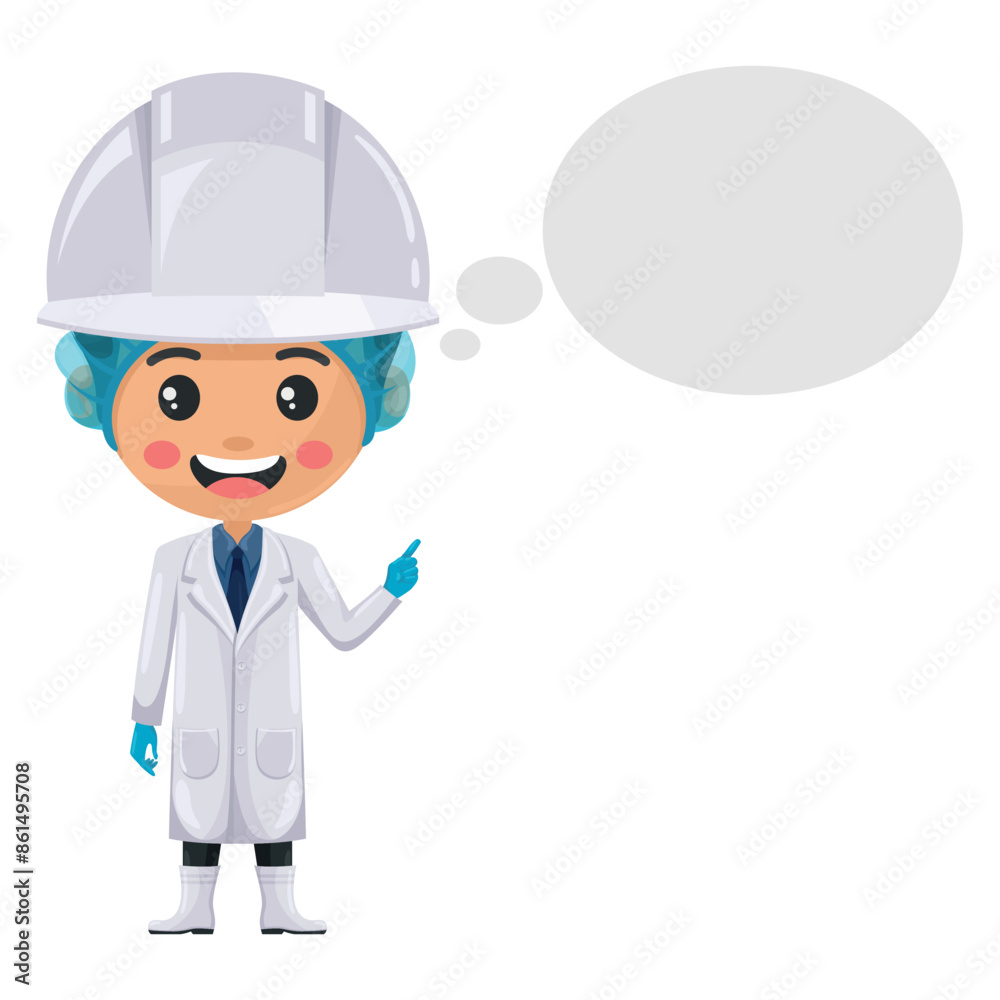 Quality control supervisor in food thinking with space for text for advertising, presentations, brochures. Food industry engineer. Science, technology and safety in food production and processing Quality control supervisor in food thinking with space for text for advertising, presentations, brochures. Food industry engineer. Science, technology and safety in food production and processing