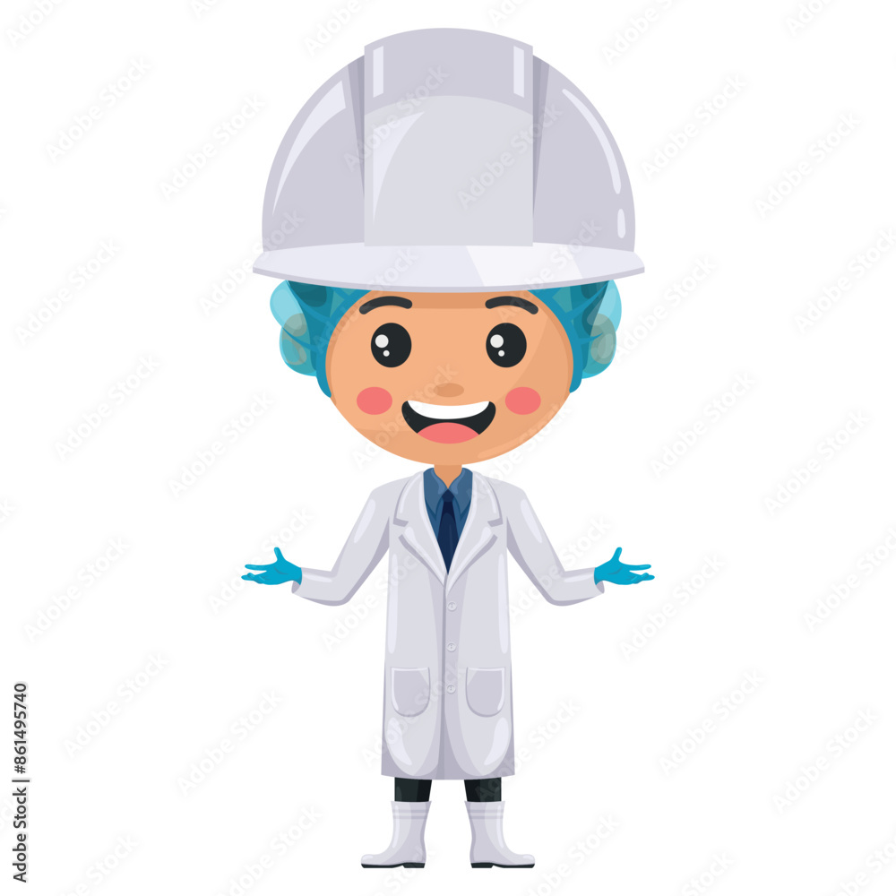 Quality control supervisor in food production line with open hands. Food industry engineer. Chief food safety engineer. Science, technology and safety in food production and processing Quality control supervisor in food production line with open hands. Food industry engineer. Chief food safety engineer. Science, technology and safety in food production and processing