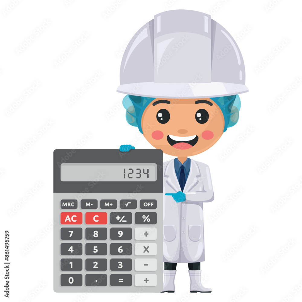 Quality control supervisor with a calculator for financial analysis, accounting and budget calculation. Food industry engineer. Chief food safety. Safety in food production and processing Quality control supervisor with a calculator for financial analysis, accounting and budget calculation. Food industry engineer. Chief food safety. Safety in food production and processing