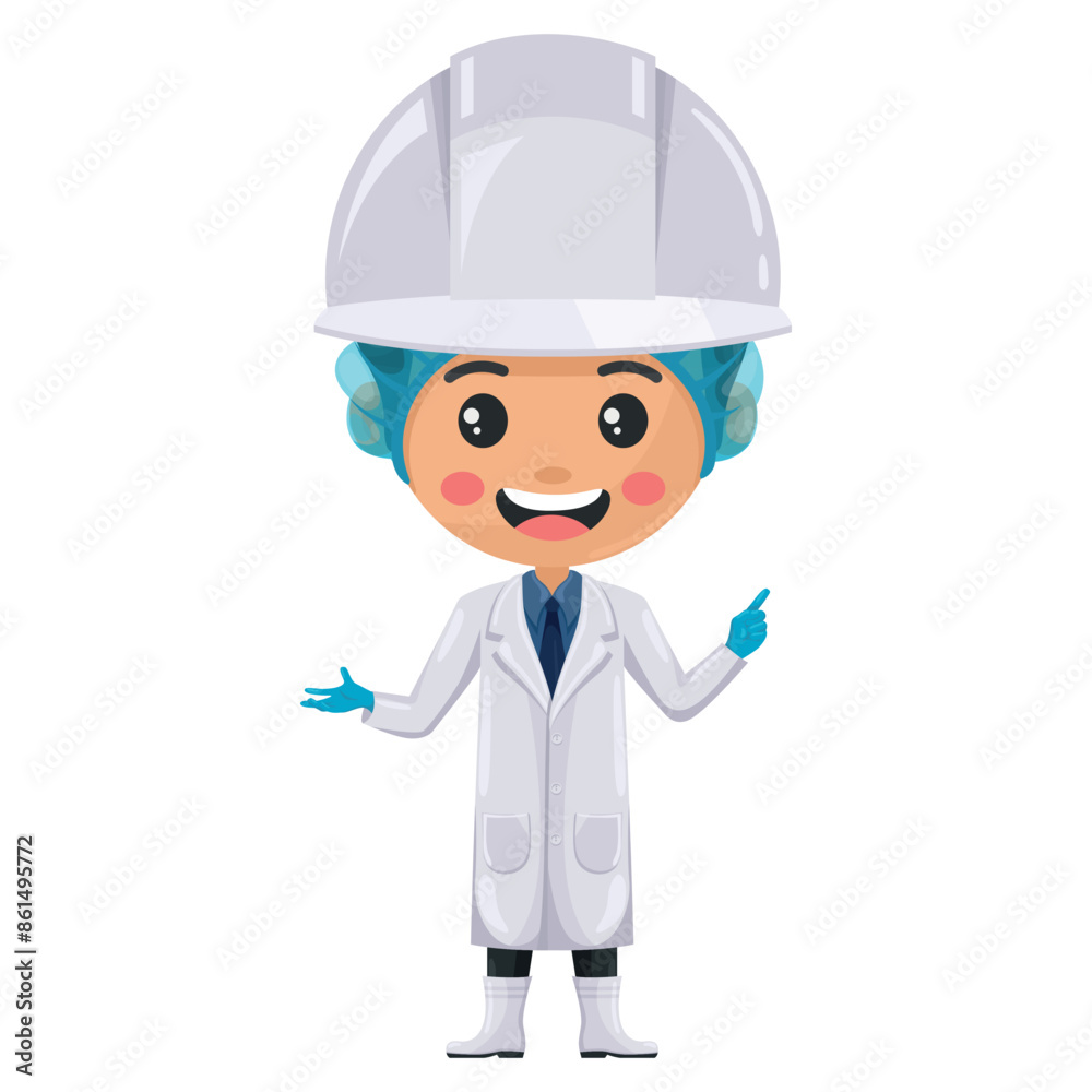 Quality control supervisor pointing his finger. Express an idea and indicate with the index finger. Food industry engineer. Chief food safety engineer. Safety in food production and processing Quality control supervisor pointing his finger. Express an idea and indicate with the index finger. Food industry engineer. Chief food safety engineer. Safety in food production and processing