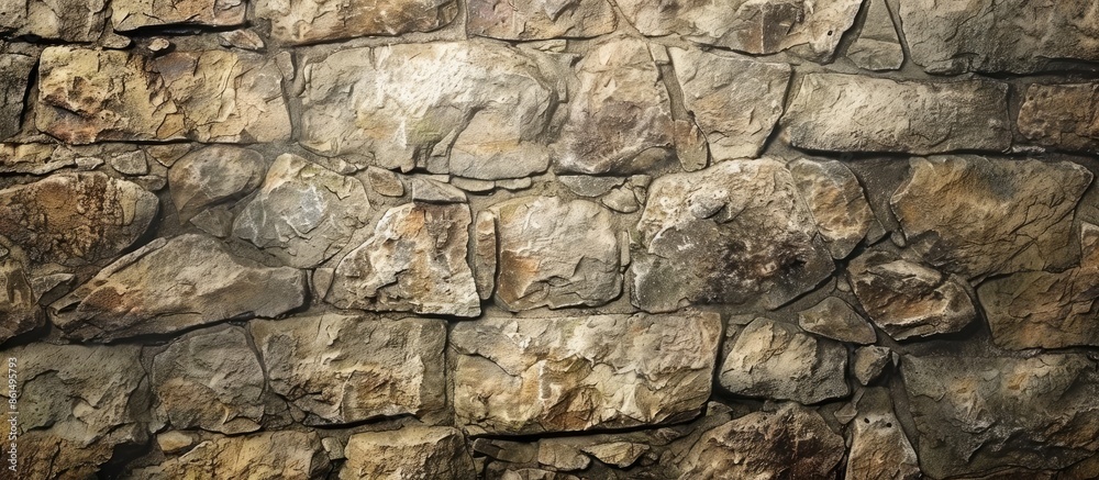 Fototapeta premium A vintage stone backdrop with a textured gradient pattern ideal for inserting text or images within the open space image. image with copy space