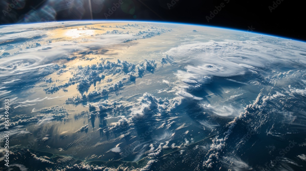 Fototapeta premium Detailed view of spacecraft in orbit around earth, showing intricate details and perspective