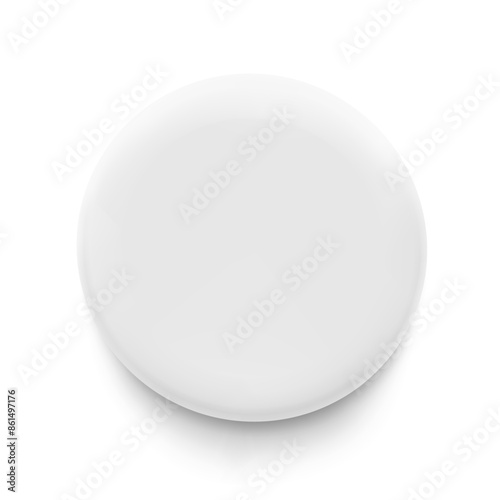 White pin button badge mockup. Vector illustration isolated on white background. Ready and simple to use for your design. The mock-up will make the presentation look as realistic as possible. EPS10.