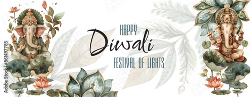 Website header or banner design, illustration of burning diya, on Happy Diwali, Shubh Diwali meaning