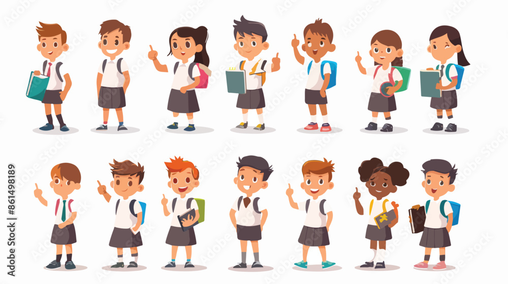 Schoolkid Character Different Poses and Expressions. Schoolkid Character Different Poses and Expressions.