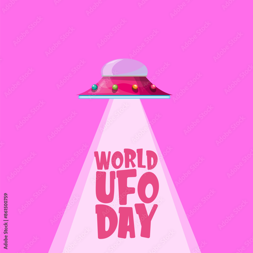 World Ufo Day greeting card and banner with flying Saucer isolated on ...