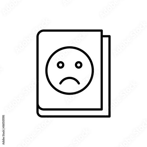 Sadness book outline icons, minimalist vector illustration ,simple transparent graphic element .Isolated on white background