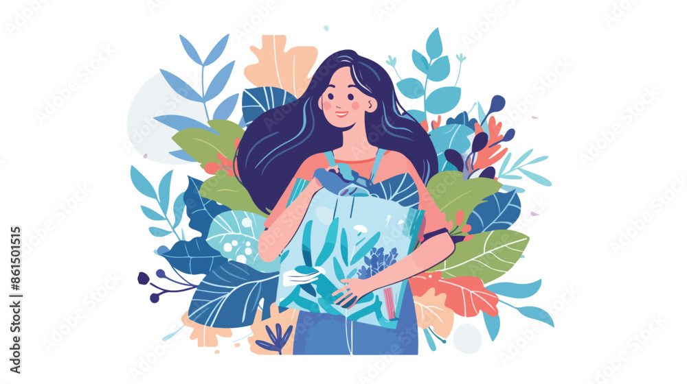 Save our Earth Landing Page Template. Woman Carry Save our Earth Landing Page Template. Woman Carry