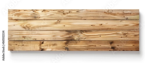 A top-down view of a bare wooden table isolated on a white background with plenty of free space for branding or product display, including a clipping path. image with copy space