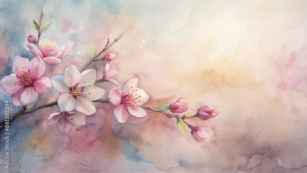 Cherry blossom watercolor background Cherry blossom watercolor background
