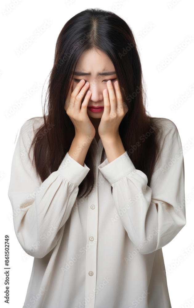 PNG Young korean woman adult head white background. PNG Young korean woman adult head white background.