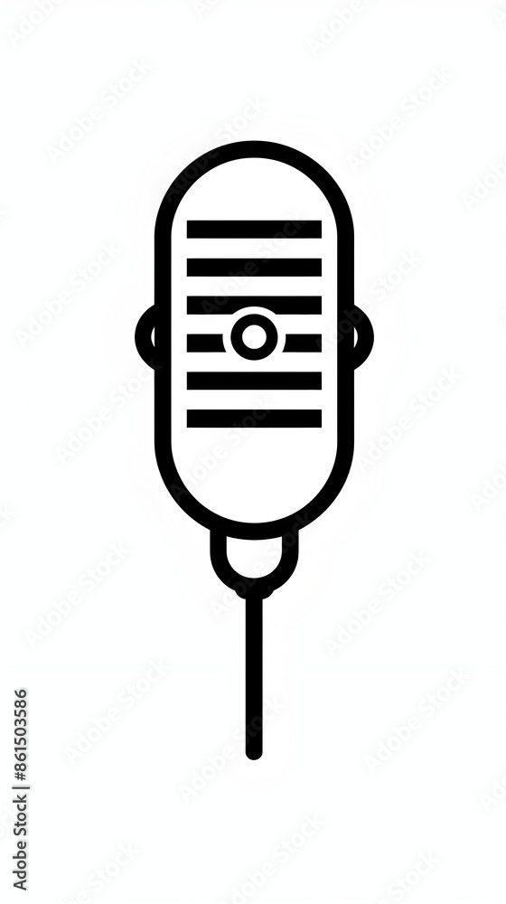 Clean Minimalist Microphone Icon Representing Audio Equipment on White Clean Minimalist Microphone Icon Representing Audio Equipment on White