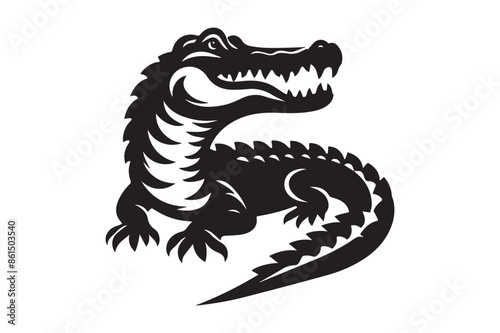 crocodile silhouette vector illustration, animal illustrations artwork and design