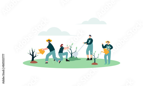 World humanitarian day illustration, community care people