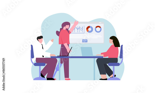 Business inclusive meeting with diversity concept illustration