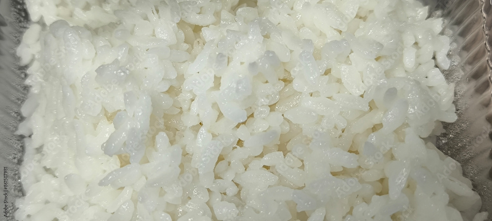 Steamed rice is a staple food in Asians. Steamed rice is a staple food in Asians.