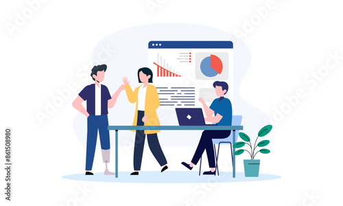 Business inclusive meeting with diversity concept illustration