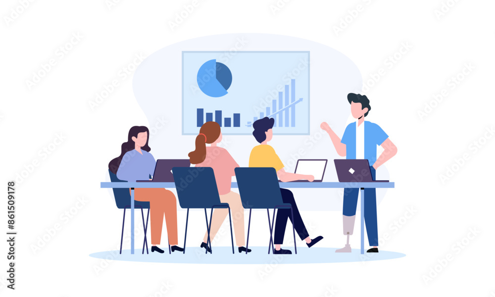 Business inclusive meeting with diversity concept illustration Business inclusive meeting with diversity concept illustration
