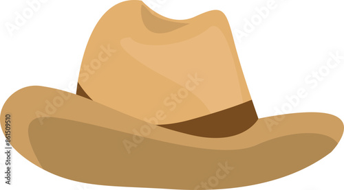 Straw cowboy hat vector illustration. Cartoon hat isolated on white background.