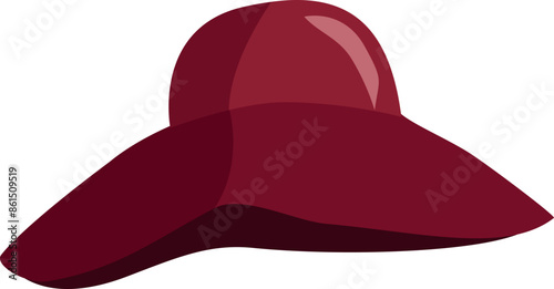 Red women summer hat vector illustration. Cartoon hat isolated on white background.