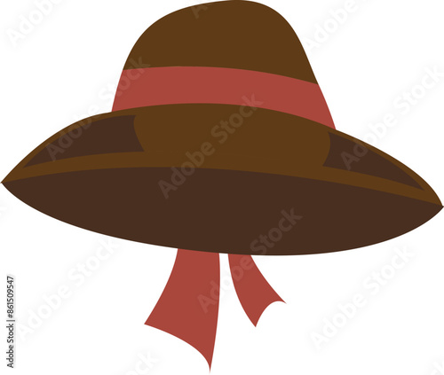 Browm women summer hat vector illustration. Cartoon hat isolated on white background.