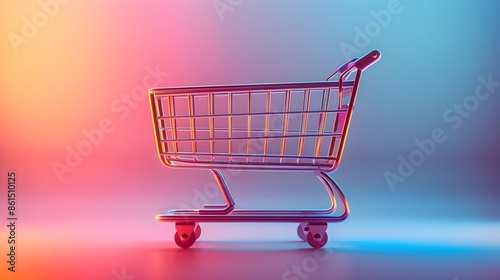 Minimalist Shopping Cart Icon Representing E Commerce Concept on White Background