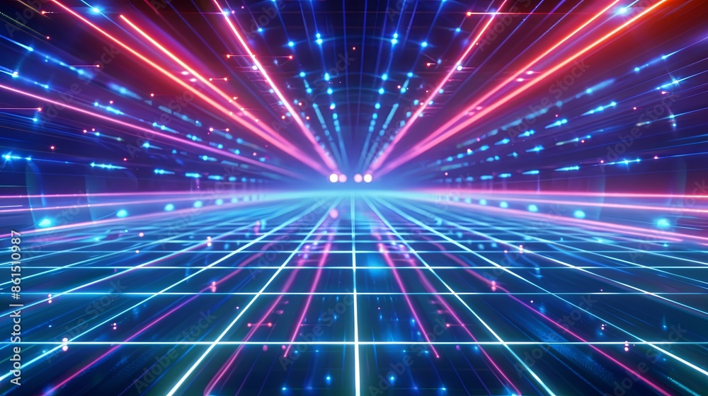 Cosmic grid of white light streaks. 80's arcade game inspired background Cosmic grid of white light streaks. 80's arcade game inspired background