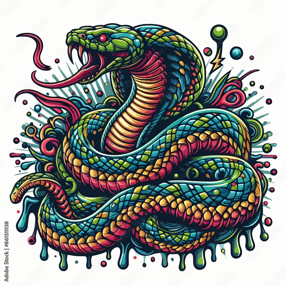Obraz premium Dangerous snake in vector illustration design